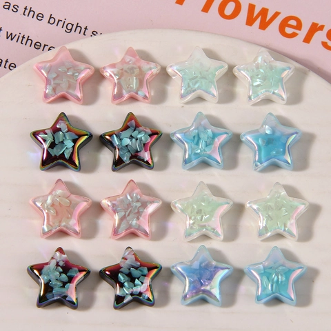 Ciondoli in Resina a Stella Iridescente Stile Coreano Con Frammenti di Conchiglia Incastonati Per DIY Scarpe Gioielli Accessori Capelli Artigianato