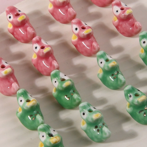 Handgeschilderde Keramiek Klein Monster Dier Losse Kralen Handgemaakt DIY Sieraden Materiaal Schattige Dinosauriër Gepolijste Keramiek Kralen