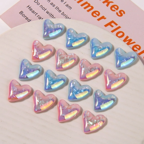 Süßes Herzform Harz Cabochon Galvanisiert Muschelsplitter DIY Zubehör Für Handyhülle Schuhdekorationen Schmuckherstellung