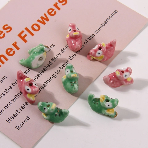 Handgeschilderde Keramiek Klein Monster Dier Losse Kralen Handgemaakt DIY Sieraden Materiaal Schattige Dinosauriër Gepolijste Keramiek Kralen