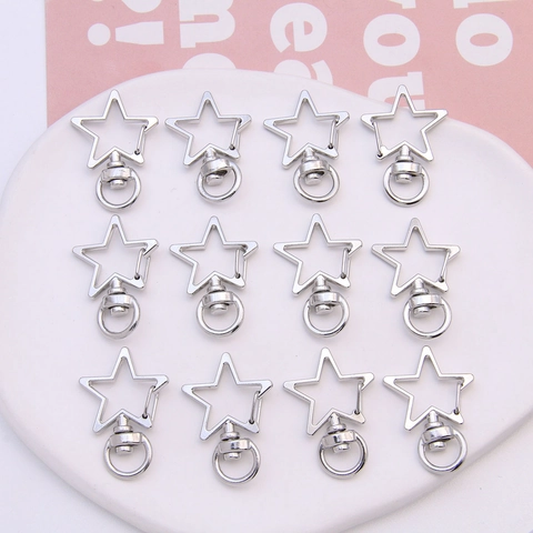 Accesorios de Llavero Giratorio con Cierre de Langosta de Anillo Abierto en Forma de Estrella de Aleación de Moda Plata