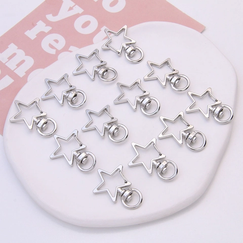Accesorios de Llavero Giratorio con Cierre de Langosta de Anillo Abierto en Forma de Estrella de Aleación de Moda Plata