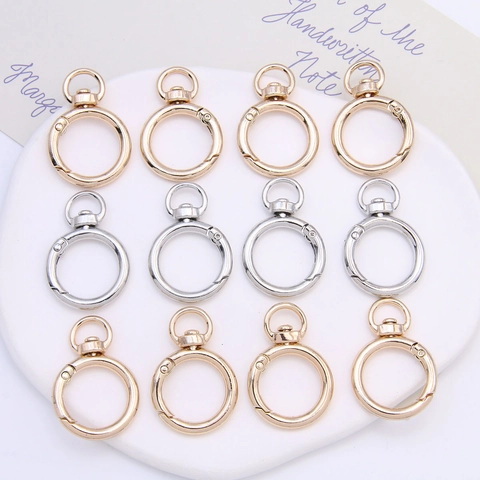 Round Zinc Alloy Swivel Spring Ring Clasp Electroplated Metal Open Gate Ring For DIY Bag Keychain Jewelry Making Accessories