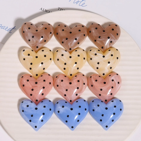 Simpatici Ciondoli a Cuore in Resina Con Trama di Marmo e Pois Accessori per Capelli Fai-da-te per la Creazione di Gioielli Artigianato Donna