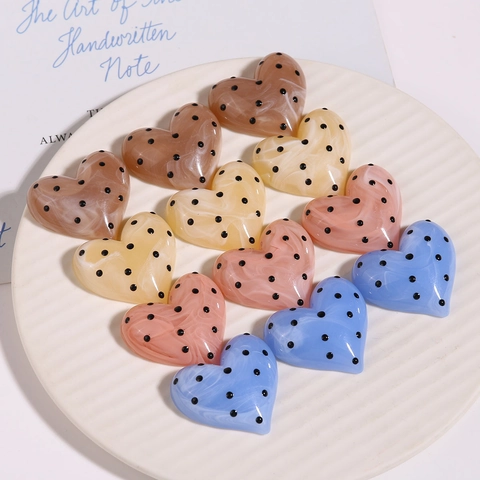 Simpatici Ciondoli a Cuore in Resina Con Trama di Marmo e Pois Accessori per Capelli Fai-da-te per la Creazione di Gioielli Artigianato Donna