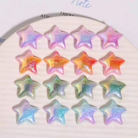 Kawaii Pearlescent Glitter Gradient Pentagram Star Resin Patch DIY Craft Material For Earrings Hair Accessories Jewelry Parts