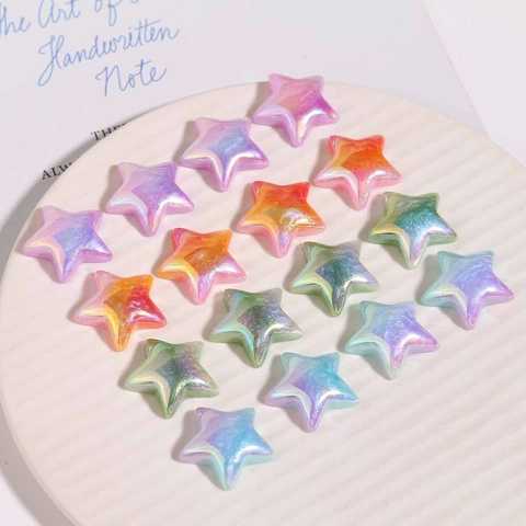 Kawaii Pearlescent Glitter Gradient Pentagram Star Resin Patch DIY Craft Material For Earrings Hair Accessories Jewelry Parts