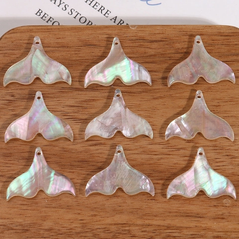 Natural Shell Whale Tail Pendant Iridescent Nacre Charm DIY Jewelry Making Accessory For Earring Necklace Handmade Craft