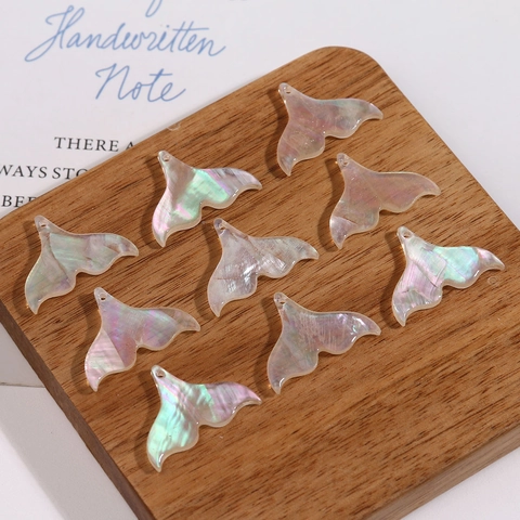 Natural Shell Whale Tail Pendant Iridescent Nacre Charm DIY Jewelry Making Accessory For Earring Necklace Handmade Craft