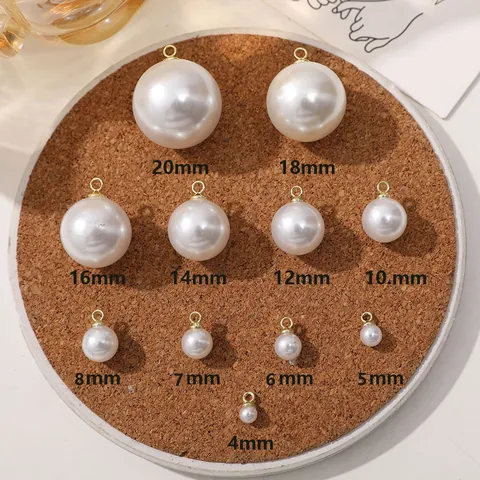 Acrylic Round Artificial Pearl Pendant With Gold Metal Ring DIY Jewelry Accessories For Earrings Hairpins Mobile Case