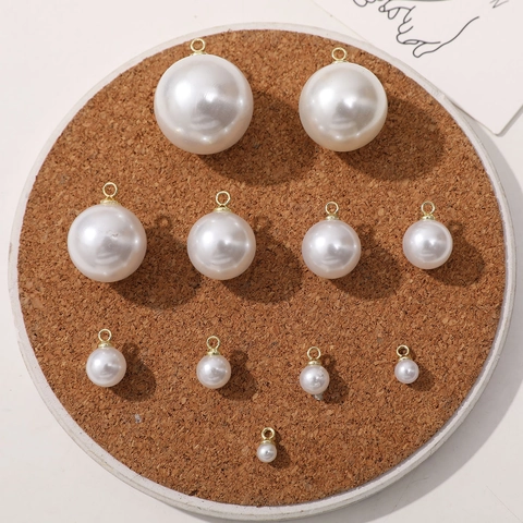 Acrylic Round Artificial Pearl Pendant With Gold Metal Ring DIY Jewelry Accessories For Earrings Hairpins Mobile Case