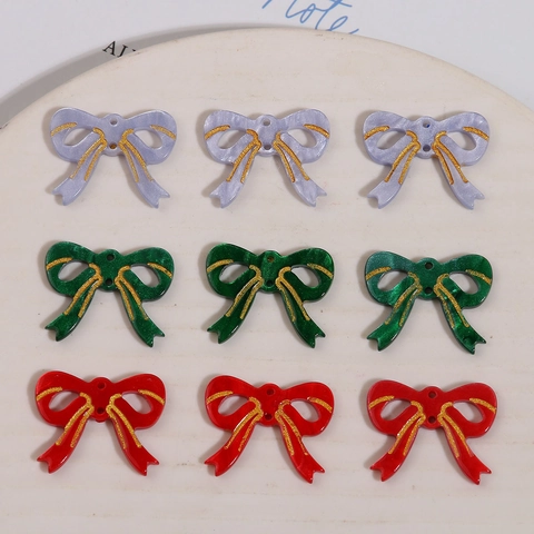 DIY Acryl Schleife Anhänger Mit Goldglitzer Rand Doppel Loch Schleife Anhänger Für Ohrringe Halskette Schmuckherstellung Zubehör