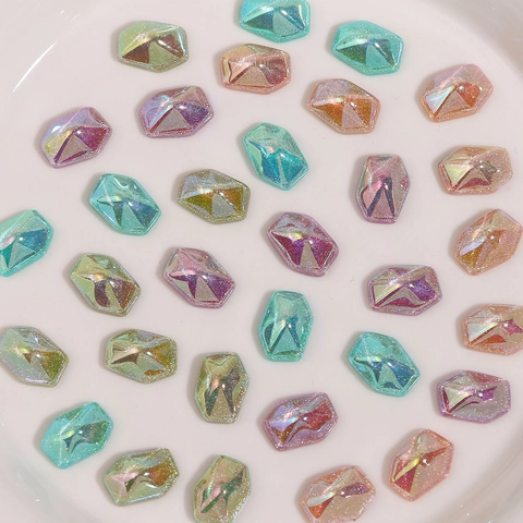 Multifaceted Rhombus Gradient Glitter Resin Flatback Cabochons DIY Earrings Hair Accessories Phone Case Making Material