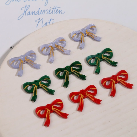 DIY Acryl Schleife Anhänger Mit Goldglitzer Rand Doppel Loch Schleife Anhänger Für Ohrringe Halskette Schmuckherstellung Zubehör