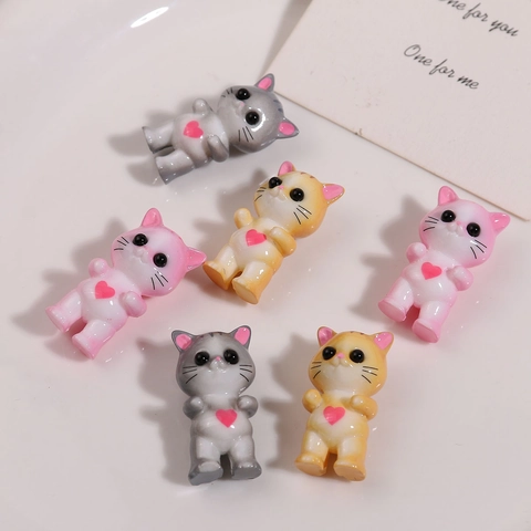 Ciondolo in Resina Gatto 3D Cartoon Carino Cuore Rosa Materiale per Orecchini e Accessori Capelli Fai-da-te Statuina