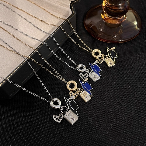 Titanium Steel Graduation Necklace For Women Enamel Graduation Cap Heart Zirconia Passport Pendant Stainless Steel Chain