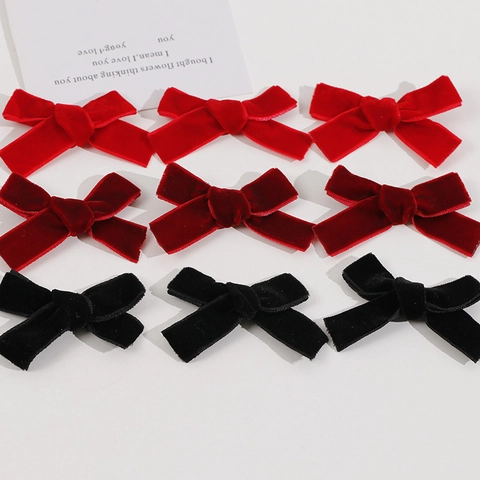 Handmade Velvet Bow DIY Accessories For Hair Clips Headwear Jewelry Making Supplies New Year Party Decorations