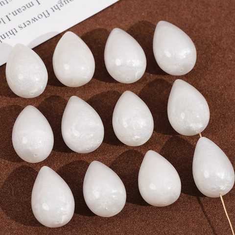 White Pearlescent Resin Teardrop Pendant DIY Jewelry Accessories Elegant Water Drop Beads For Earring Necklace Making