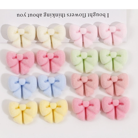 Sweet Macaron Color Flocked Resin Bowknot Patches For DIY Jewelry Making Hair Clip Headwear Handmade Crafts Accessories