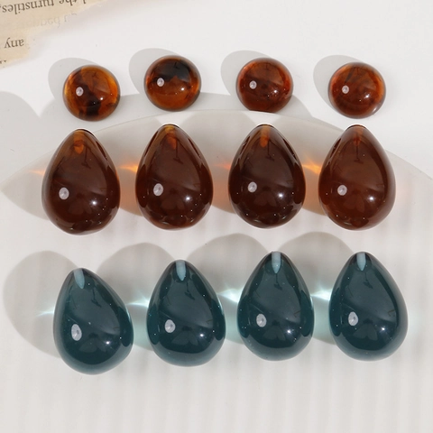 DIY Semi-transparent Resin Marble Dye Effect Water Drop Ellipse Charms Polished Beads For Earring Jewelry Making Materials