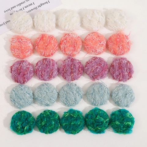 Boutons Ronds en Tissu Peluche Avec Base en Métal Pour DIY Barrettes Boucles d'Oreilles Bijoux Faits Main Accessoires