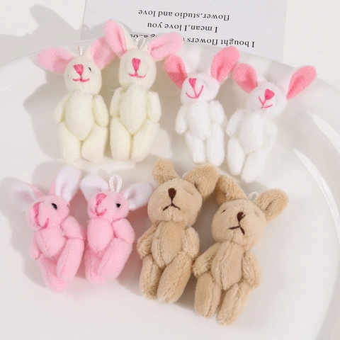 Cute Cartoon Long Ear Plush Rabbit Pendant DIY Accessories Colorful Fabric Bunny Keychain For Bag Decoration Jewelry