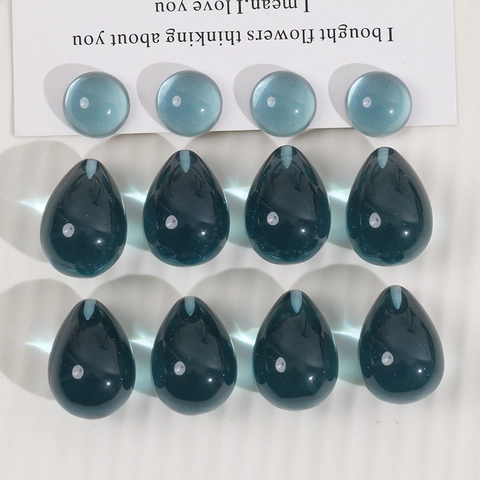 DIY Semi-transparent Resin Marble Dye Effect Water Drop Ellipse Charms Polished Beads For Earring Jewelry Making Materials