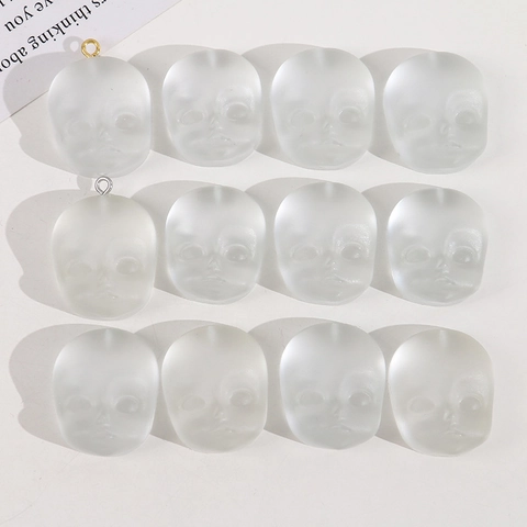 Frosted Semi Transparent Baby Face Resin Charms Cute Doll Head Pendants For DIY Earring Phone Case Jewelry Making Accessories