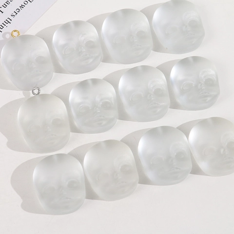 Frosted Semi Transparent Baby Face Resin Charms Cute Doll Head Pendants For DIY Earring Phone Case Jewelry Making Accessories