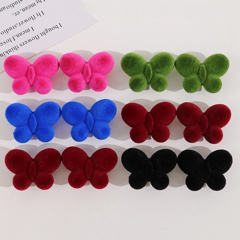 Flocked Acrylic Butterfly Charms DIY Jewelry Making Accessories Colorful Sweet Butterfly Patches For Hairpin Headwear Women