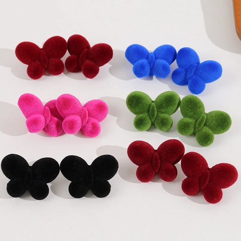 Flocked Acrylic Butterfly Charms DIY Jewelry Making Accessories Colorful Sweet Butterfly Patches For Hairpin Headwear Women