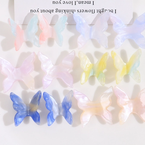 3D Gradient Acrylic Butterfly Bow Charms Colorful Marble Texture Flatback For DIY Phone Case Hair Clips Jewelry Making