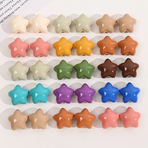 Breloques Étoiles en Résine Colorée Brillante Accessoires DIY pour Fabrication de Bijoux Pinces à Cheveux Décoration de Coque de Téléphone Femme Fille