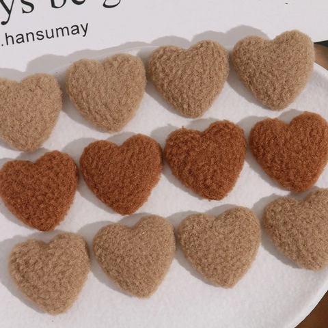 DIY Heart Shaped Lamb Wool Plush Patches For Jewelry Making Earrings Hairpins Accessories Winter Warm Decor Women Girls