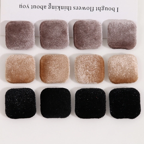 Handmade Square Flocking Metal Patch DIY Jewelry Findings Accessory Soft Velvet Decorative Button For Earrings Hair Clip