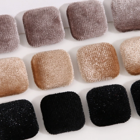 Handmade Square Flocking Metal Patch DIY Jewelry Findings Accessory Soft Velvet Decorative Button For Earrings Hair Clip