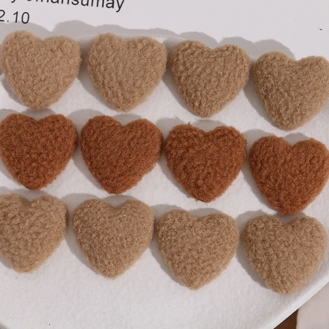 DIY Heart Shaped Lamb Wool Plush Patches For Jewelry Making Earrings Hairpins Accessories Winter Warm Decor Women Girls
