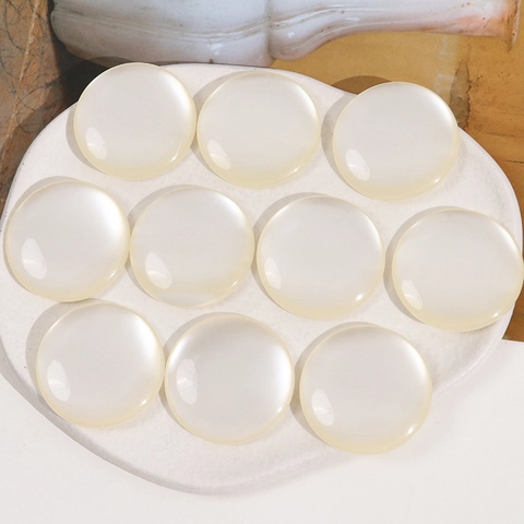 Round Resin Cabochon Flatback Bead Faux Shell Cat Eye Pearlized Patch For DIY Earring Phone Case Jewelry Making Accessory