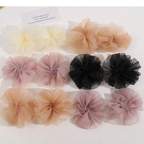 Grandi Accessori per Capelli a Fiore in Rete Elastici in Organza Plissettati Dolci Fermacapelli Floreali Elegante Copricapo Coreano per Donna Quotidiano DIY