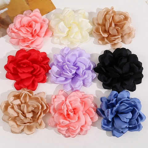 Große Handgefertigte Satin Kamelie Stoffblume DIY Zubehör Für Haarspangen Broschen Bekleidungsdekorationen Romantisch