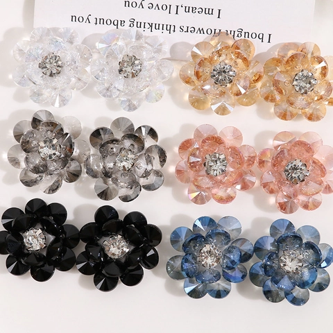 Accessoires de Bricolage en Forme de Fleur en Verre de Cristal Tissé à la Main Avec Strass pour Barrette Couture