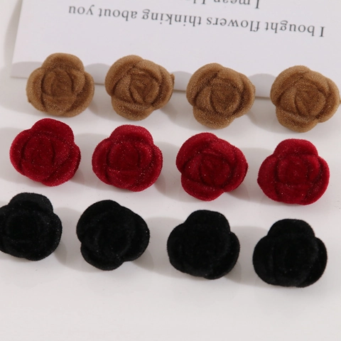 Accessoires de Bijoux DIY Fleur de Rose Flocage Texture Satinée Vintage Apprêts de Boucles d'Oreilles pour Femmes