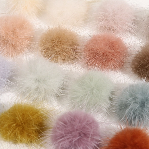 Fabric Plush Pom Poms Colorful Mink Fur Balls For DIY Hair Accessories Clothing Craft Supplies Soft Handmade Decorative Balls