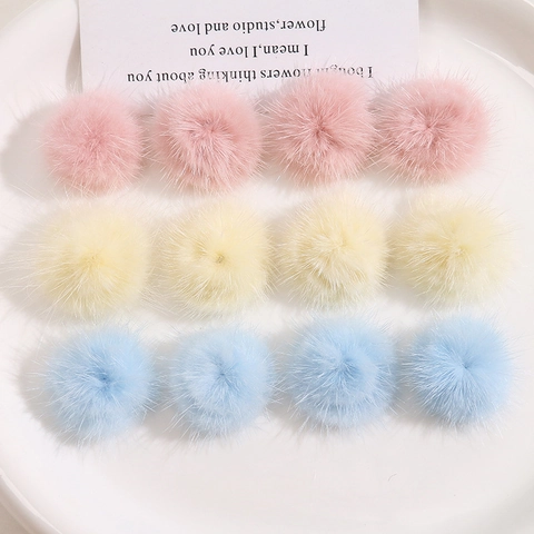 Colored Mink Fur Pom Pom Flower DIY Jewelry Material For Hair Clips Clothing Handcraft Accessories Women Girls