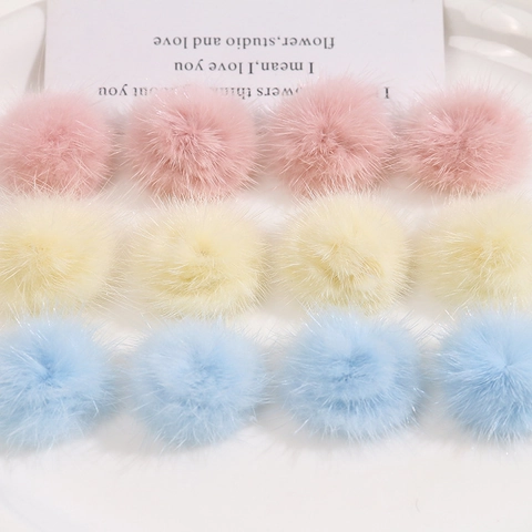 Colored Mink Fur Pom Pom Flower DIY Jewelry Material For Hair Clips Clothing Handcraft Accessories Women Girls