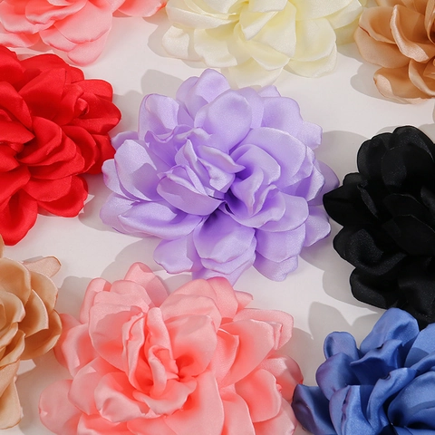 Große Handgefertigte Satin Kamelie Stoffblume DIY Zubehör Für Haarspangen Broschen Bekleidungsdekorationen Romantisch