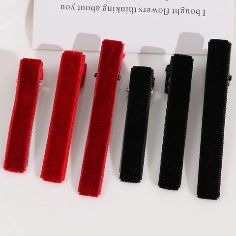 Barrettes Cheveux Croco en Velours Vintage Minimaliste Pinces en Métal Rouge Noir Épingles à Cheveux Élégantes Femme