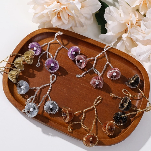 Handmade Beaded Long Floral Petal Tassel DIY Jewelry Accessory Material For Earring Hairpin Decoration Glass Bead Component
