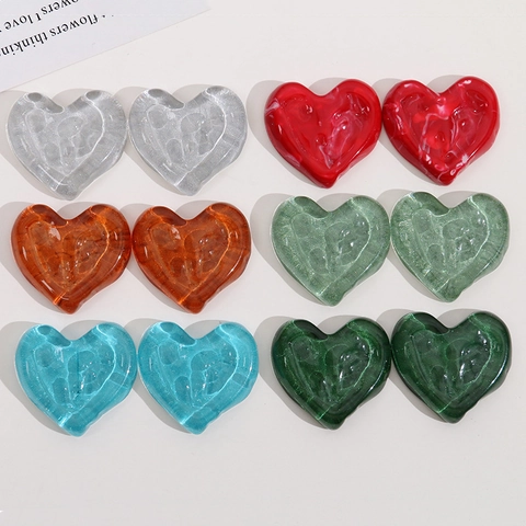 Resin Heart DIY Charms Ripple Texture Irregular Semi Transparent Marble Pattern Pendant Accessory For Jewelry Making Craft