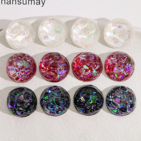 Harz Cabochons Rund Halbkugel Patch Aurora Irisierend Glitzer Flache Rückseite Für DIY Schmuckherstellung Handwerk Ohrring Dekor